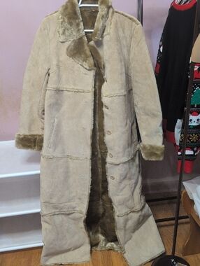Brandon Thomas Tan and Cream Shearling Coat
